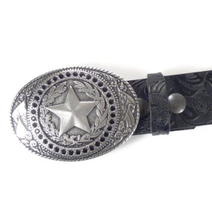 Western Ledergürtel Black Daisys & Sheriff Silber Gürtel Ledergürtel Schwarz unisex detail 1