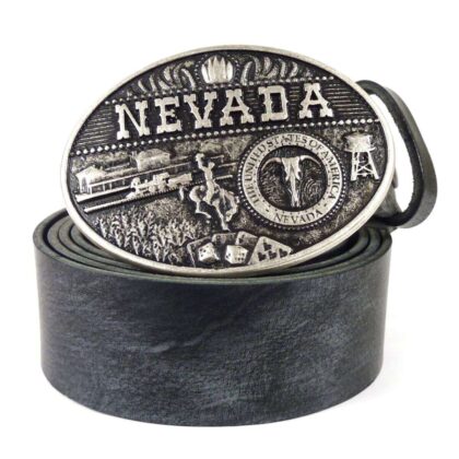 Western Ledergürtel Shiny Black & Nevada Silber Gürtel Ledergürtel Schwarz unisex main image Western Wear