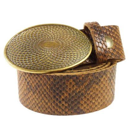 Western Ledergürtel Snake Brown & Ellipse Gold Gürtel Ledergürtel Braun unisex main image Western Wear