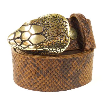 Western Ledergürtel Snake Brown & Snakebite Gold Gürtel Ledergürtel Braun unisex main image Western Wear