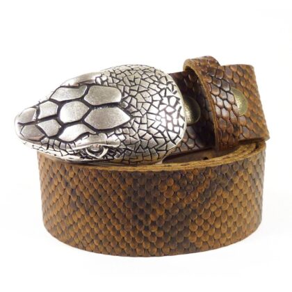 Western Ledergürtel Snake Brown & Snakebite Silber Gürtel Ledergürtel Braun unisex main image Western Wear