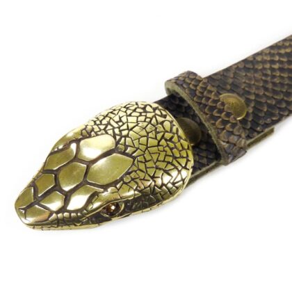 Western Ledergürtel Snake Dark & Snakebite Gold Gürtel Ledergürtel Braun unisex detail 2