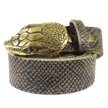 Western Ledergürtel Snake Dark & Snakebite Gold Gürtel Ledergürtel Braun unisex main image Western Wear