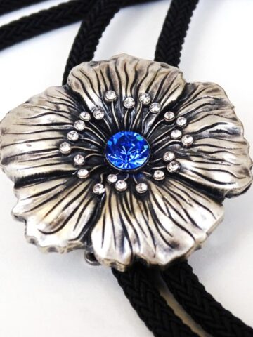 Western Style Bolotie Crystal Flower Accessoires Boloties Silber female main image Western Wear