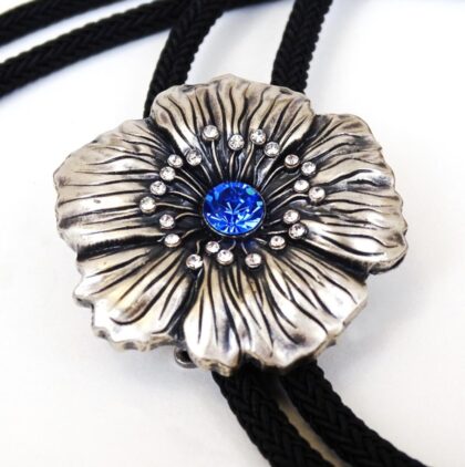 Western Style Bolotie Crystal Flower Accessoires Boloties Silber female main image Western Wear