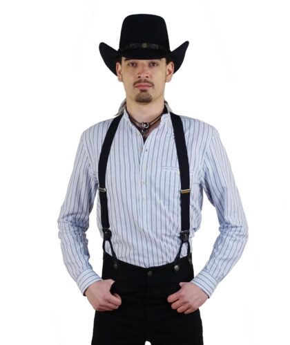 Great Western Herren Oldstyle Westernhemd Little Joe langarm blau gestreift Cowboys Westernhemden Blau male main image Western Wear