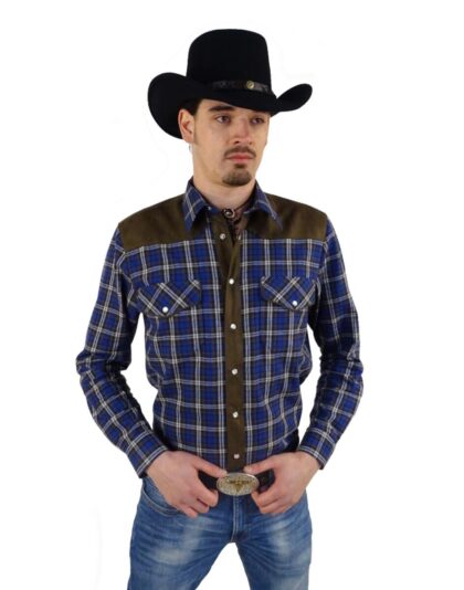 Great Western Herren Westernhemd Hoss langarm blau-kariert Cowboys Westernhemden Blau male main image Western Wear