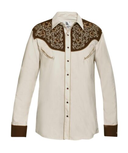 Rangers Herren Westernhemd Cooper beige braun langarm Cowboys Westernhemden Beige male main image Western Wear