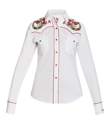 Rangers Westernbluse Harper weiß rot langarm Ladies Oberteile & Blusen Weiß female main image Western Wear