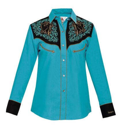 Rangers Westernbluse Sophia schwarz-türkis langarm Ladies Oberteile & Blusen Blau female detail 1