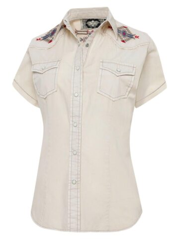 Stars & Stripes Damen Westernbluse Betty beige kurzarm Ladies Oberteile & Blusen Beige female main image Western Wear