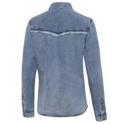 Stars & Stripes Damen Westernbluse Blue jeansblau langarm Ladies Oberteile & Blusen Blau female detail 1