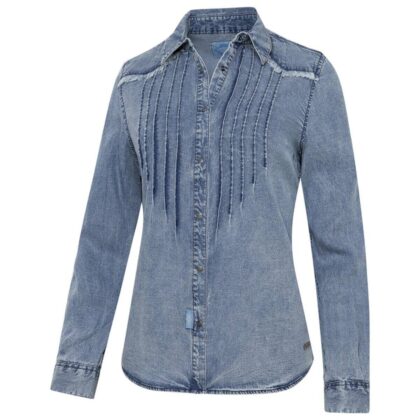 Stars & Stripes Damen Westernbluse Blue jeansblau langarm Ladies Oberteile & Blusen Blau female main image Western Wear