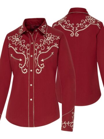 Stars & Stripes Damen Westernbluse Ruth langarm rot Ladies Oberteile & Blusen Rot female main image Western Wear