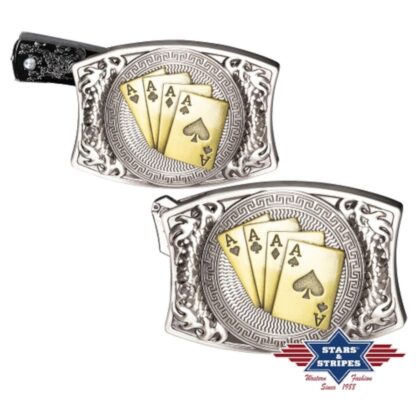 Stars & Stripes Western-Gürtelschnalle GS-601 Pokerkarten Gürtel Gürtelschnallen Silber unisex main image Western Wear