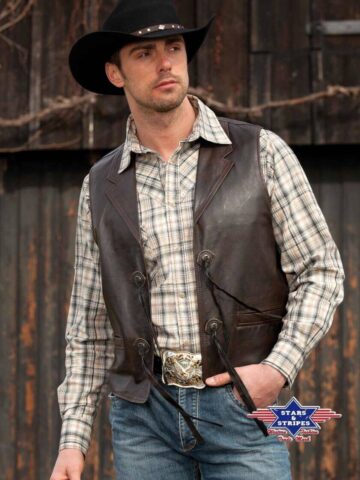 Stars & Stripes Western-Lederweste Bonanza braun Cowboys Westen Braun male main image Western Wear