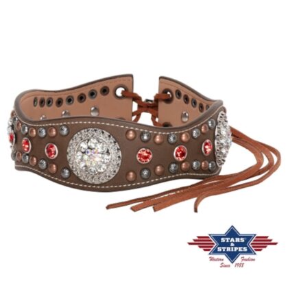 Stars & Stripes Western Style Cowboyhut Hutband HB-57 braun Hüte Hutbänder Braun female detail 1