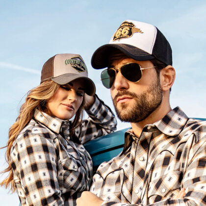 Stars & Stripes Western Trucker Cap Route 66 black & white Hüte Caps Schwarz unisex detail 1