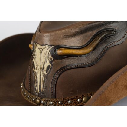 Dallas Hats Westernwear Leder Westernhut Stier braun Hüte Lederhüte Braun unisex detail 1