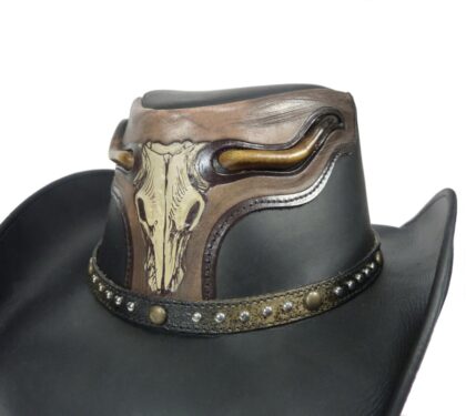 Dallas Hats Westernwear Leder Westernhut Stier schwarz Hüte Lederhüte Schwarz unisex detail 1