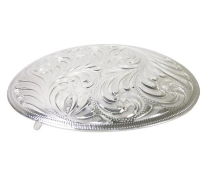 Great Western Gürtelschnalle Silber graviert oval - handgefertigte Eleganz Gürtel Gürtelschnallen Silber unisex detail 1