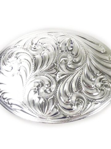 Great Western Gürtelschnalle Silber graviert oval - handgefertigte Eleganz Gürtel Gürtelschnallen Silber unisex main image Western Wear