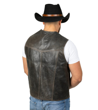 Great Western Herren Lederweste Classic Rub-Off Vintage Cowboys Westen Grau male detail 1