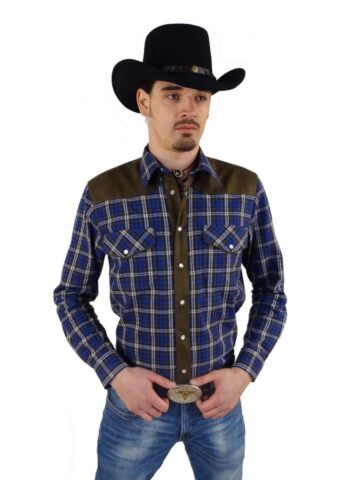 Great Western Herren Westernhemd Hoss langarm blau-kariert Cowboys Westernhemden Blau male main image Western Wear