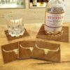 Great Western Style Kuhfell Whiskey Glas Untersetzer-Set Accessoires Dekoartikel Braun unisex detail 3