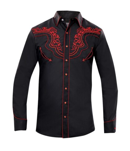 Rangers Herren Westernhemd Diego schwarz Langarm Cowboys Westernhemden Schwarz male detail 1