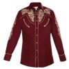 Rangers Westernhemd Jose weinrot weiß langarm Cowboys Westernhemden Rot male detail 1