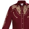 Rangers Westernhemd Jose weinrot weiß langarm Cowboys Westernhemden Rot male detail 2