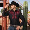 Rangers Westernhemd Ricardo schwarz rot langarm Cowboys Westernhemden Schwarz male main image Western Wear