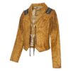 Stars & Stripes Damen Leder-Fransenjacke AZTECA braun Outdoor Lederjacken Braun female main image Western Wear