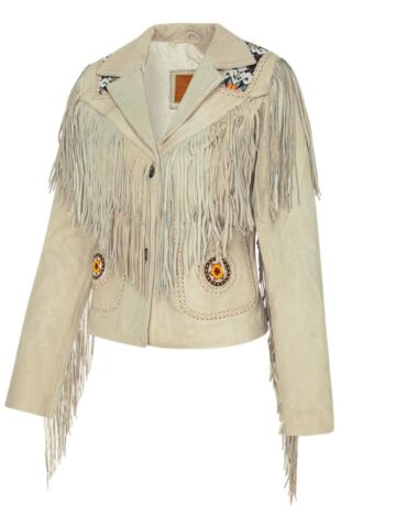 Stars & Stripes Damen Lederjacke Kiana mit Fransen beige Outdoor Lederjacken Beige female main image Western Wear