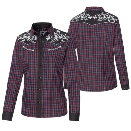 Stars & Stripes Damen Westernbluse Abby rot kariert Langarm Ladies Oberteile & Blusen Rot female detail 3