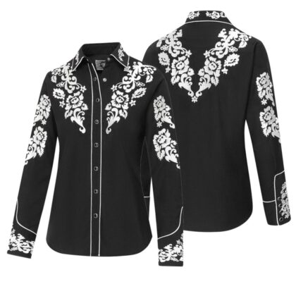 Stars & Stripes Damen Westernbluse Lilith schwarz Langarm Ladies Oberteile & Blusen Schwarz female detail 3