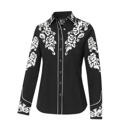 Stars & Stripes Damen Westernbluse Lilith schwarz Langarm Ladies Oberteile & Blusen Schwarz female main image Western Wear