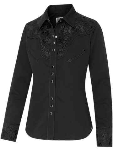 Stars & Stripes Damen Westernbluse Riley schwarz Langarm Ladies Oberteile & Blusen Schwarz female main image Western Wear