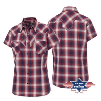 Stars & Stripes Damen kurzarm Westernbluse SHELBY Ladies Oberteile & Blusen Rot female detail 3