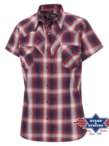 Stars & Stripes Damen kurzarm Westernbluse SHELBY Ladies Oberteile & Blusen Rot female main image Western Wear