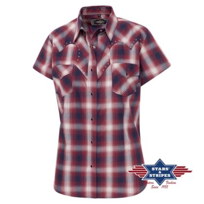 Stars & Stripes Damen kurzarm Westernbluse SHELBY Ladies Oberteile & Blusen Rot female main image Western Wear