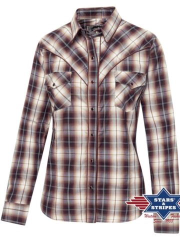 Stars & Stripes Damen langarm Westernbluse HARPER rot Ladies Oberteile & Blusen Rot female main image Western Wear