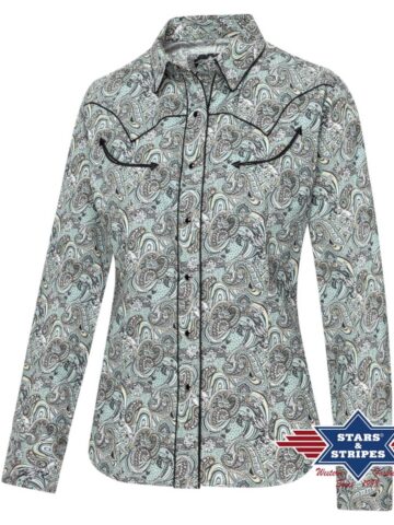 Stars & Stripes Damen langarm Westernbluse WILLOW Ladies Oberteile & Blusen Grau female main image Western Wear