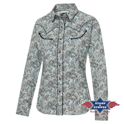 Stars & Stripes Damen langarm Westernbluse WILLOW Ladies Oberteile & Blusen Grau female main image Western Wear