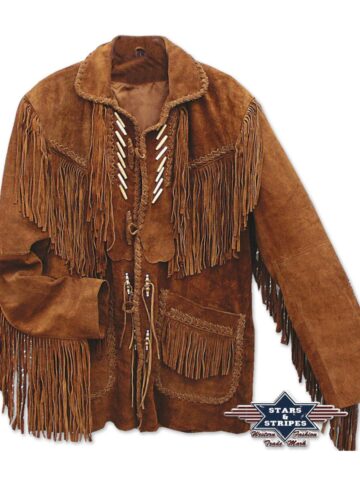 Stars & Stripes Heren Western Leder-Fransenjacke CODI braun Outdoor Lederjacken Braun male main image Western Wear