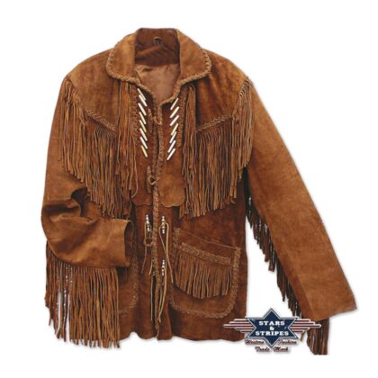 Stars & Stripes Heren Western Leder-Fransenjacke CODI braun Outdoor Lederjacken Braun male main image Western Wear