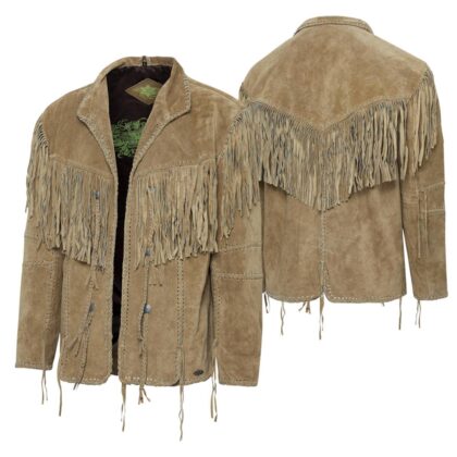 Stars & Stripes Heren Western Lederfransenjacke HOMBRE sand Outdoor Lederjacken Beige male detail 2