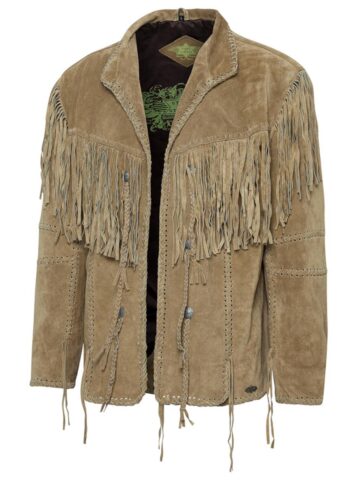 Stars & Stripes Heren Western Lederfransenjacke HOMBRE sand Outdoor Lederjacken Beige male main image Western Wear