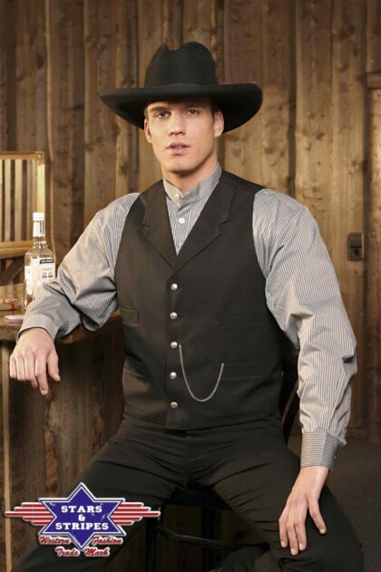 Stars & Stripes Herren Western Old Style Weste Earp schwarz Cowboys Old Style Schwarz male detail 1